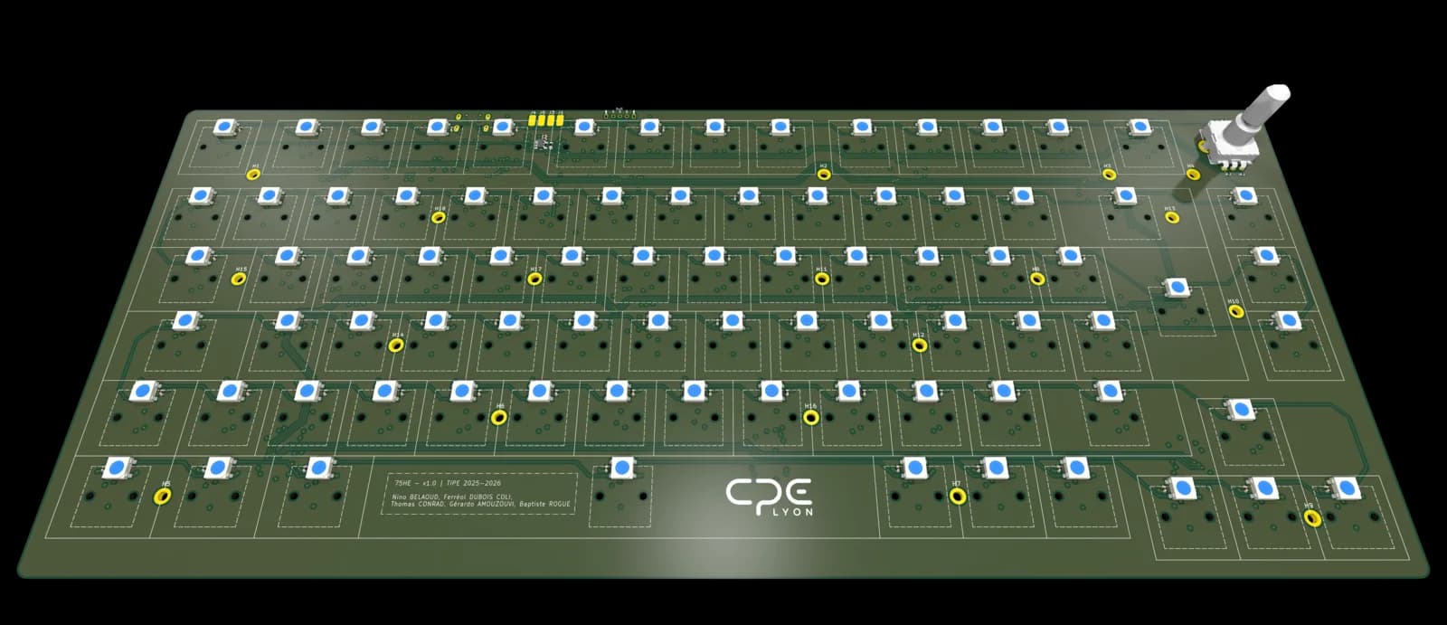 Rendu 3D KiCad du PCB principal KBHE